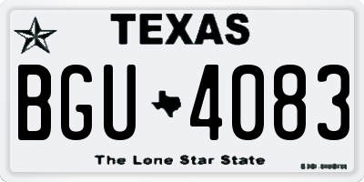 TX license plate BGU4083