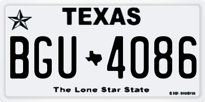 TX license plate BGU4086