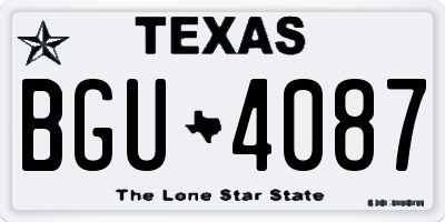 TX license plate BGU4087