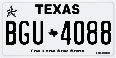TX license plate BGU4088