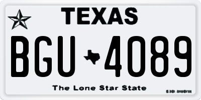 TX license plate BGU4089