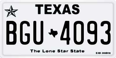 TX license plate BGU4093