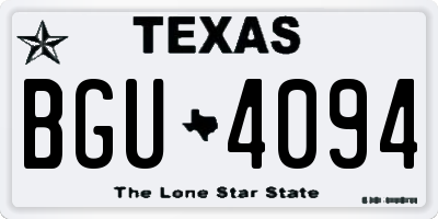 TX license plate BGU4094