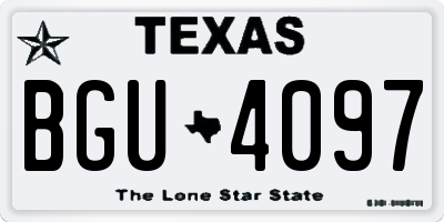 TX license plate BGU4097