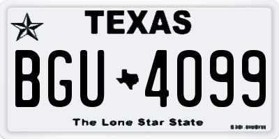 TX license plate BGU4099