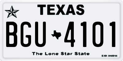 TX license plate BGU4101