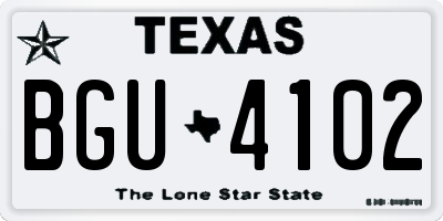 TX license plate BGU4102