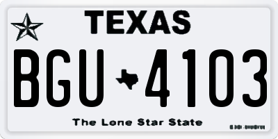 TX license plate BGU4103