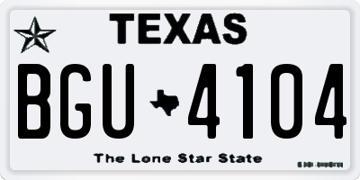 TX license plate BGU4104