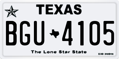 TX license plate BGU4105