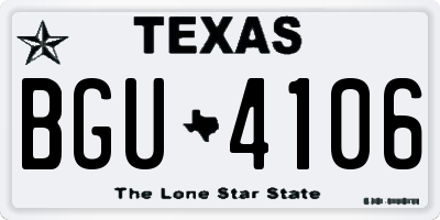 TX license plate BGU4106