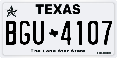 TX license plate BGU4107