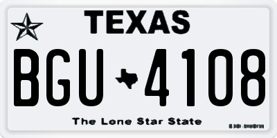 TX license plate BGU4108