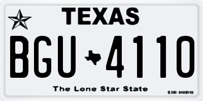 TX license plate BGU4110