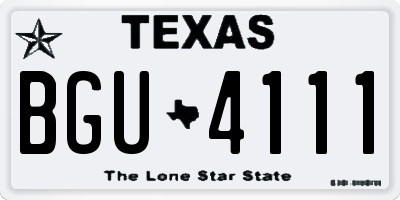 TX license plate BGU4111