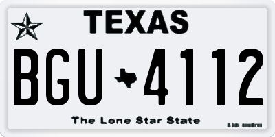 TX license plate BGU4112