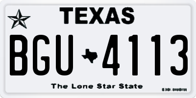 TX license plate BGU4113