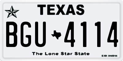 TX license plate BGU4114