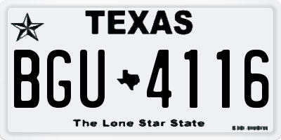 TX license plate BGU4116