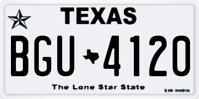 TX license plate BGU4120