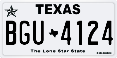 TX license plate BGU4124