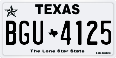 TX license plate BGU4125