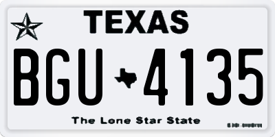 TX license plate BGU4135
