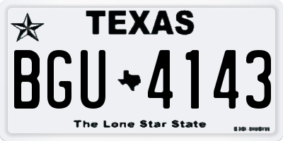 TX license plate BGU4143