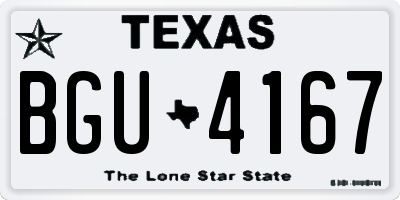 TX license plate BGU4167