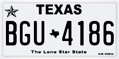 TX license plate BGU4186