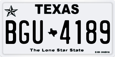 TX license plate BGU4189