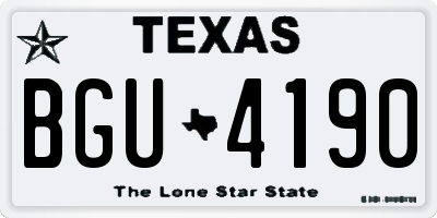 TX license plate BGU4190