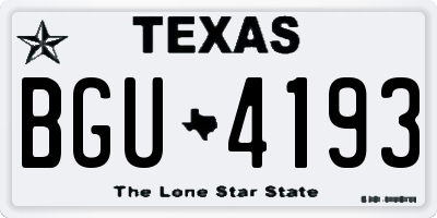 TX license plate BGU4193