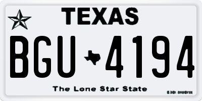 TX license plate BGU4194