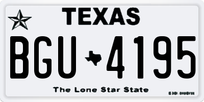 TX license plate BGU4195
