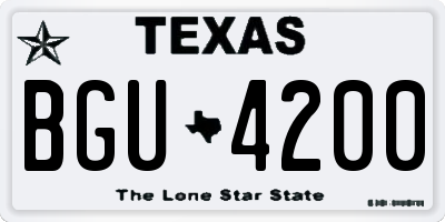 TX license plate BGU4200