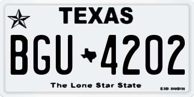 TX license plate BGU4202