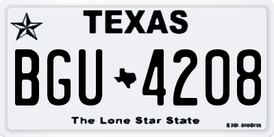 TX license plate BGU4208