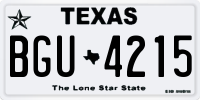 TX license plate BGU4215
