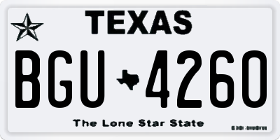 TX license plate BGU4260