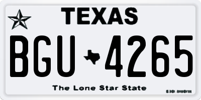 TX license plate BGU4265