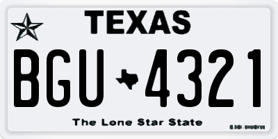 TX license plate BGU4321