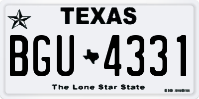 TX license plate BGU4331
