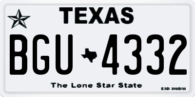 TX license plate BGU4332