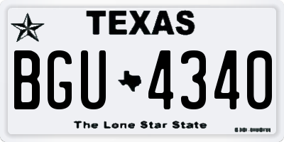 TX license plate BGU4340