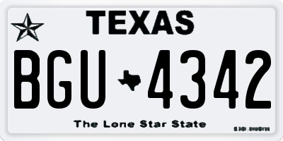 TX license plate BGU4342