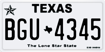 TX license plate BGU4345