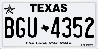 TX license plate BGU4352