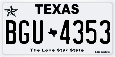 TX license plate BGU4353