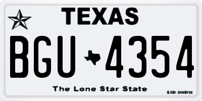 TX license plate BGU4354